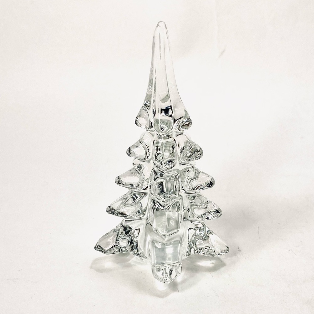 🔴SOLD 4 1/3 inch Vintage Clear Art Glass Tree Christmas Tree